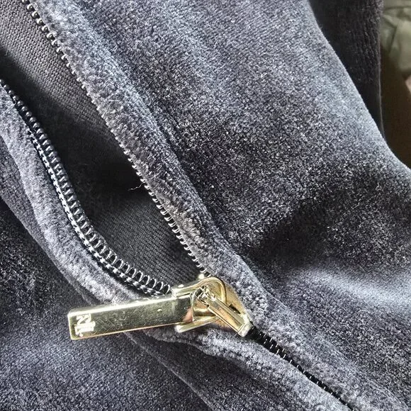 RALPH LAUREN Womens Full Zip Hoodie Track Jacket Dark Blue Velour Crest Large - Picture 6 of 9